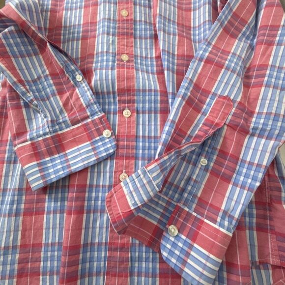 Vineyard Vines Slim Fit Whale Shirt M Red/Blue Plaid 100% Cotton - Picture 4 of 5